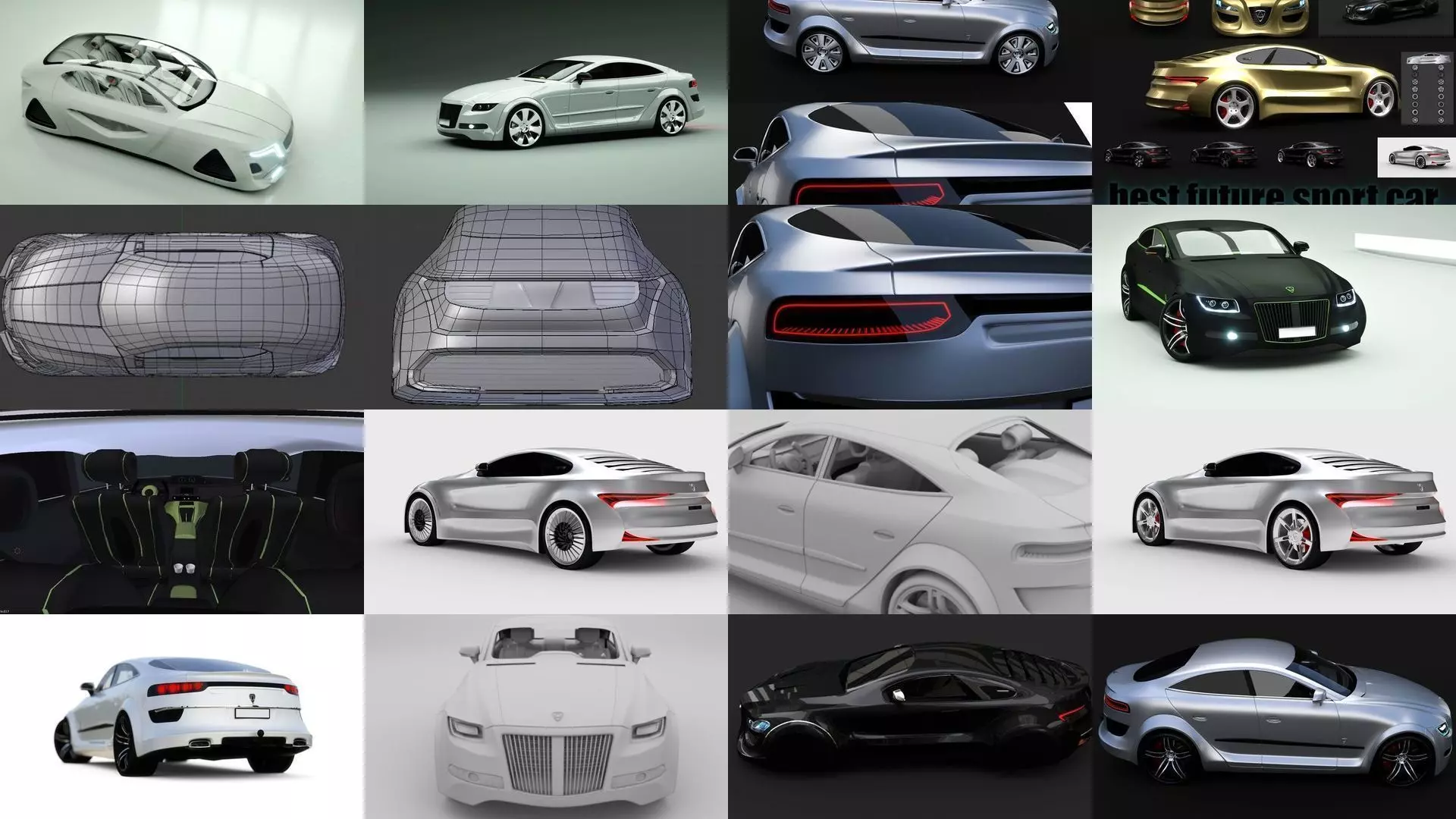 4 in 1 Affekta futuristic sci-fi hover and luxury sport cars 3D Model Collection_0