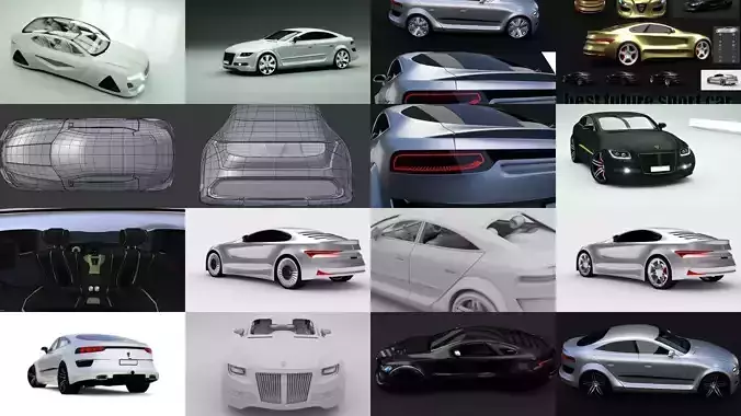 4 in 1 Affekta futuristic sci-fi hover and luxury sport cars 3D Model Collection