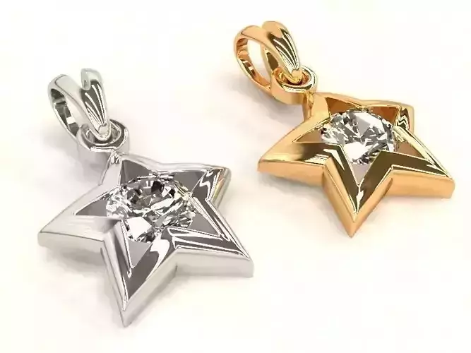 Star shape pendant with gemstone