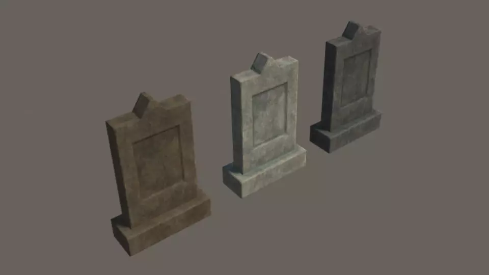 Grave 1 - PBR gravestone Low-poly 3D model_0