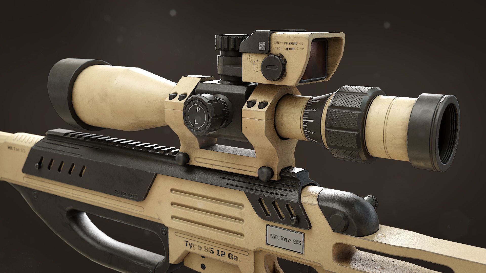MK Tac-95 Sniper Rifle Low-poly 3D model_2