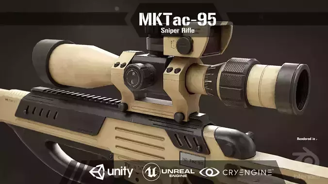 MK Tac-95 Sniper Rifle Low-poly 3D model MK Tac-95 Sniper Rifle Low-poly 3D model