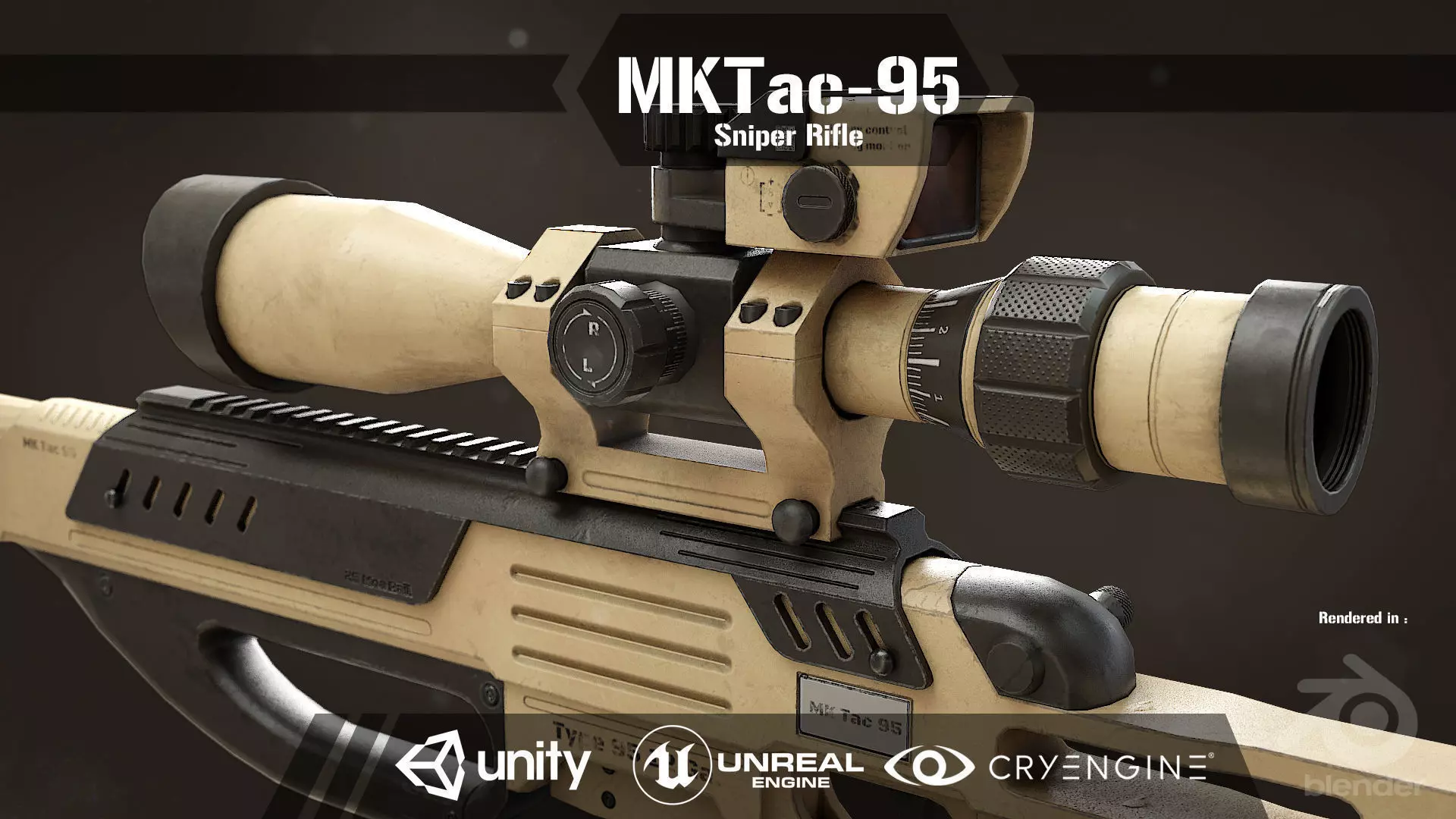 MK Tac-95 Sniper Rifle Low-poly 3D model_0