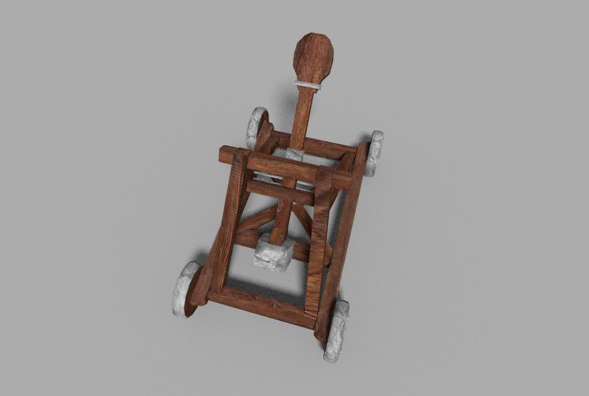 low poly medieval catapult Low-poly 3D model_3