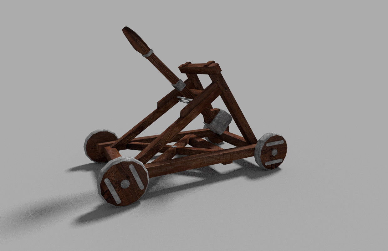 low poly medieval catapult Low-poly 3D model_2