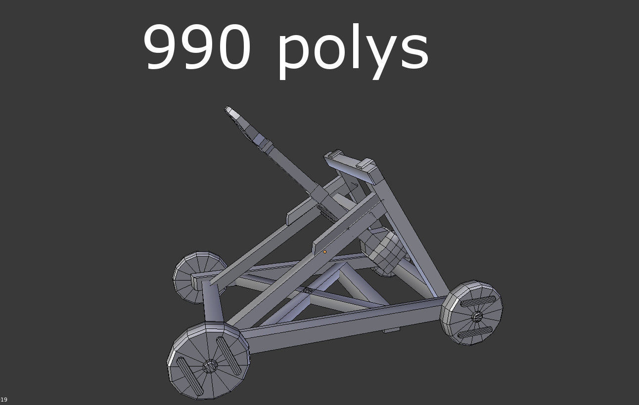low poly medieval catapult Low-poly 3D model_4