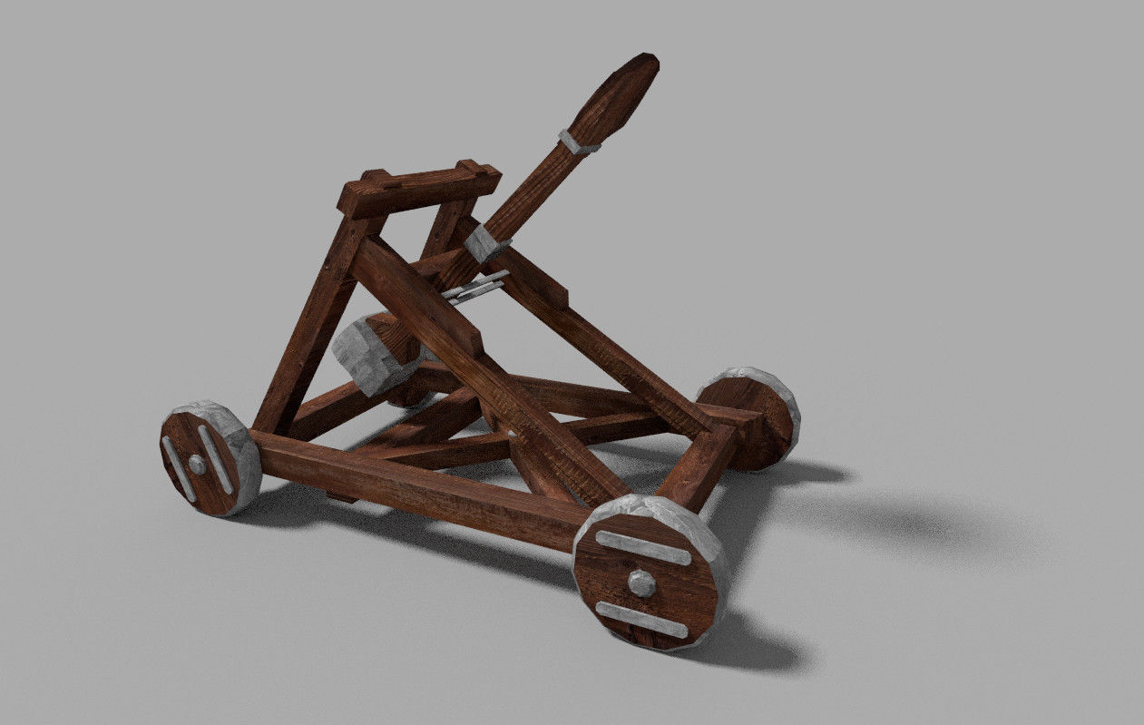 low poly medieval catapult Low-poly 3D model_1
