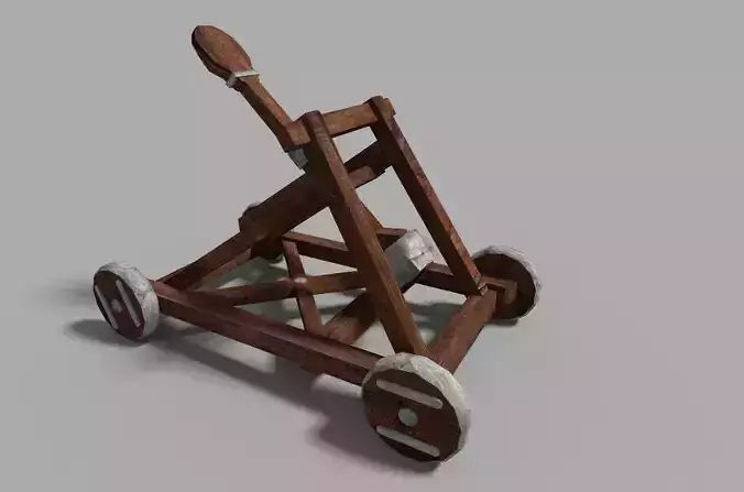low poly medieval catapult Low-poly 3D model