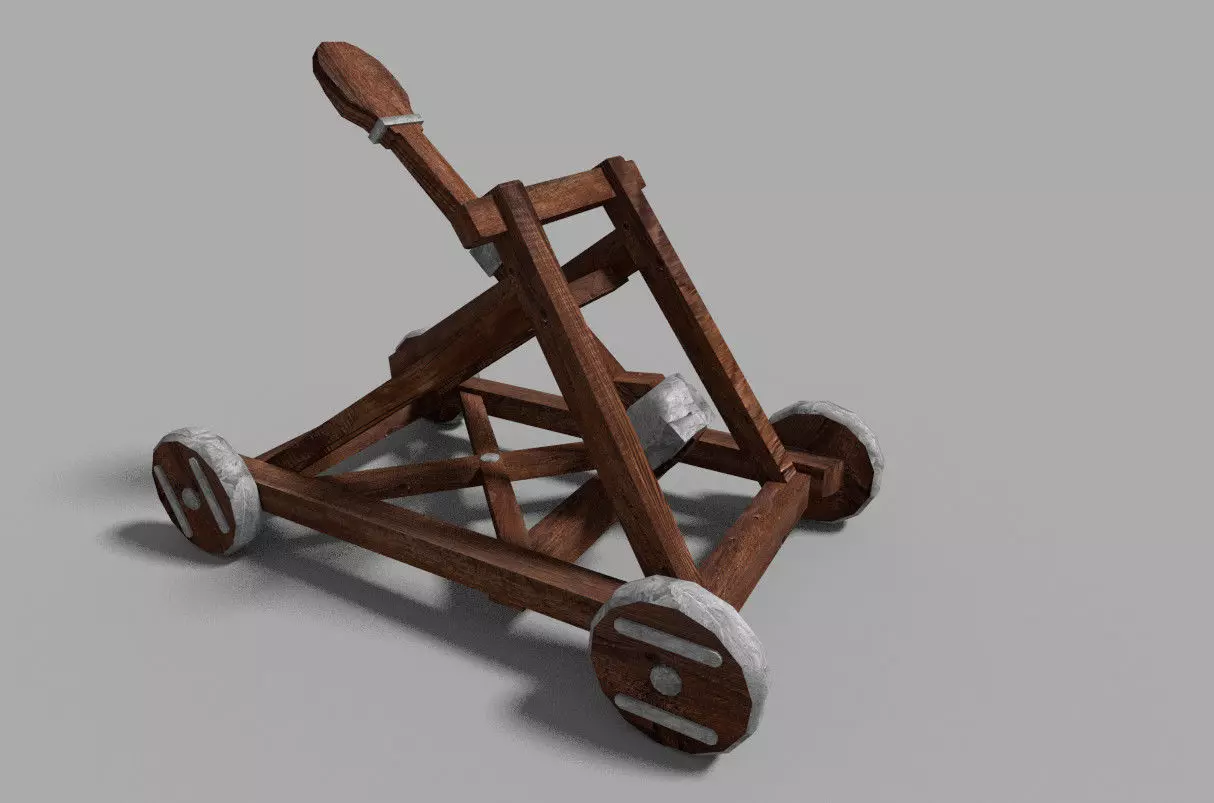 low poly medieval catapult Low-poly 3D model_0