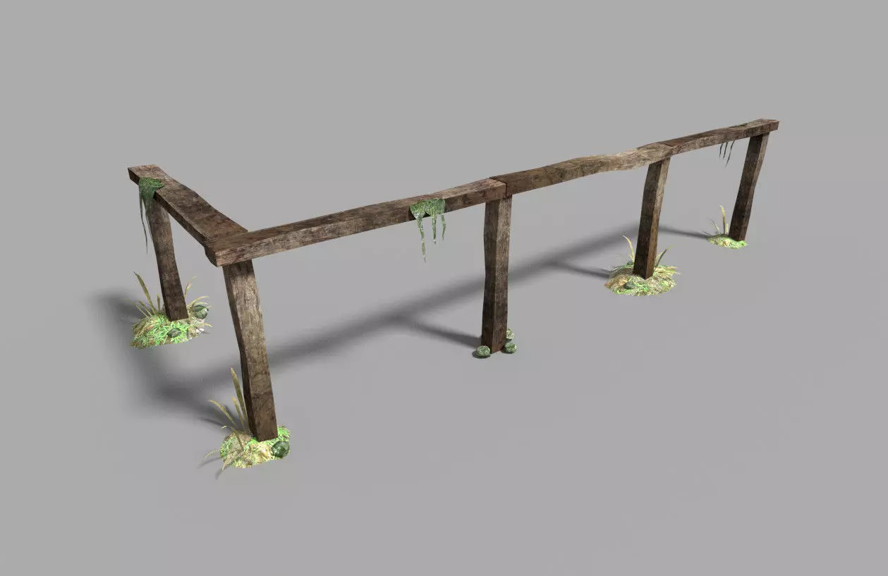 low poly medieval fence Low-poly 3D model