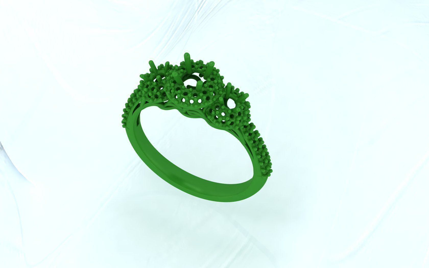 Three stone diamond ring 3D print model_3