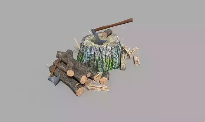 low poly medieval stump