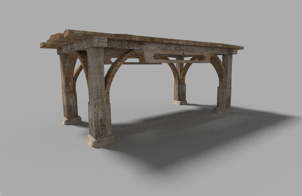 low poly medieval table Low-poly 3D model_5