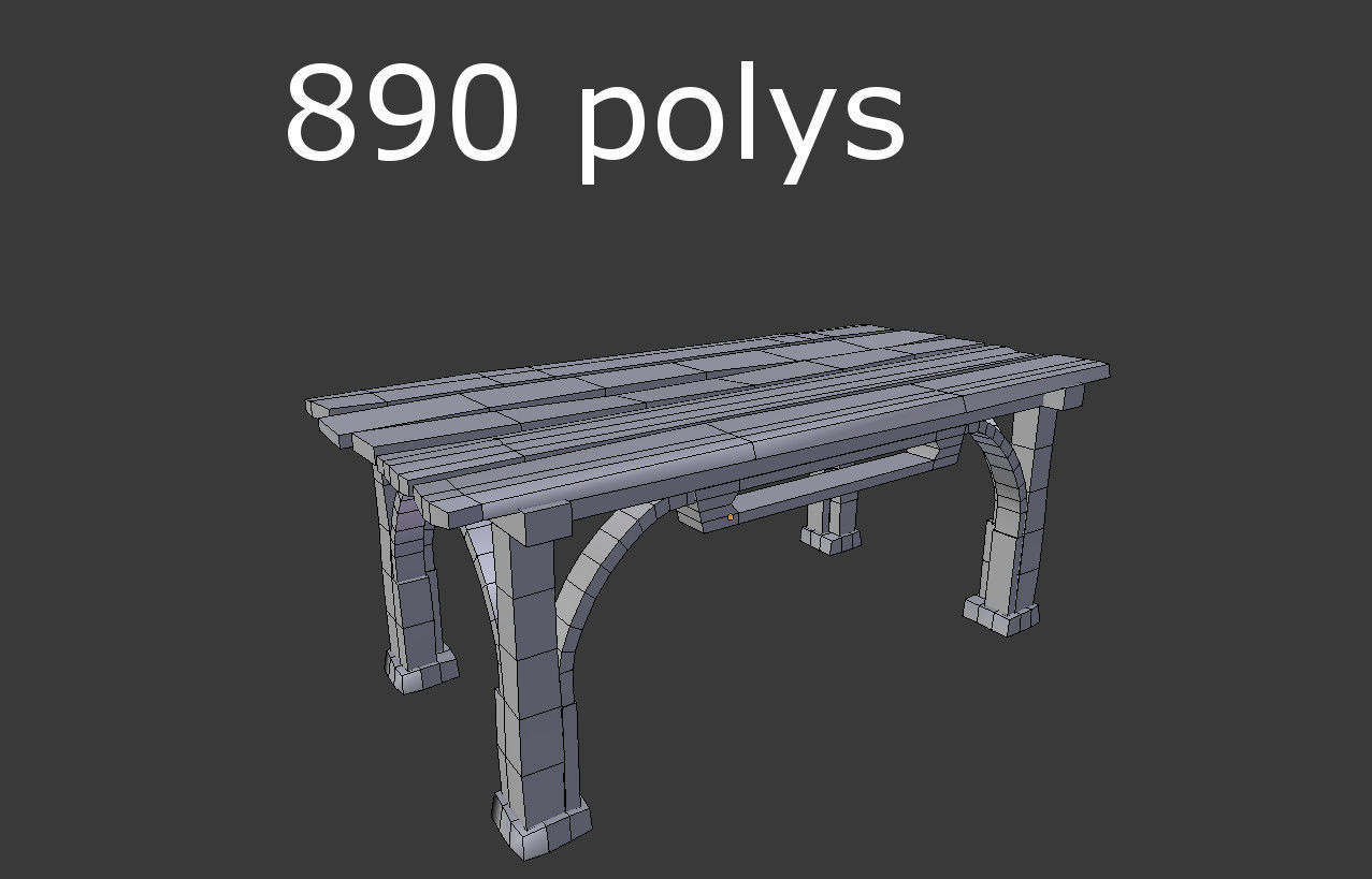 low poly medieval table Low-poly 3D model_4