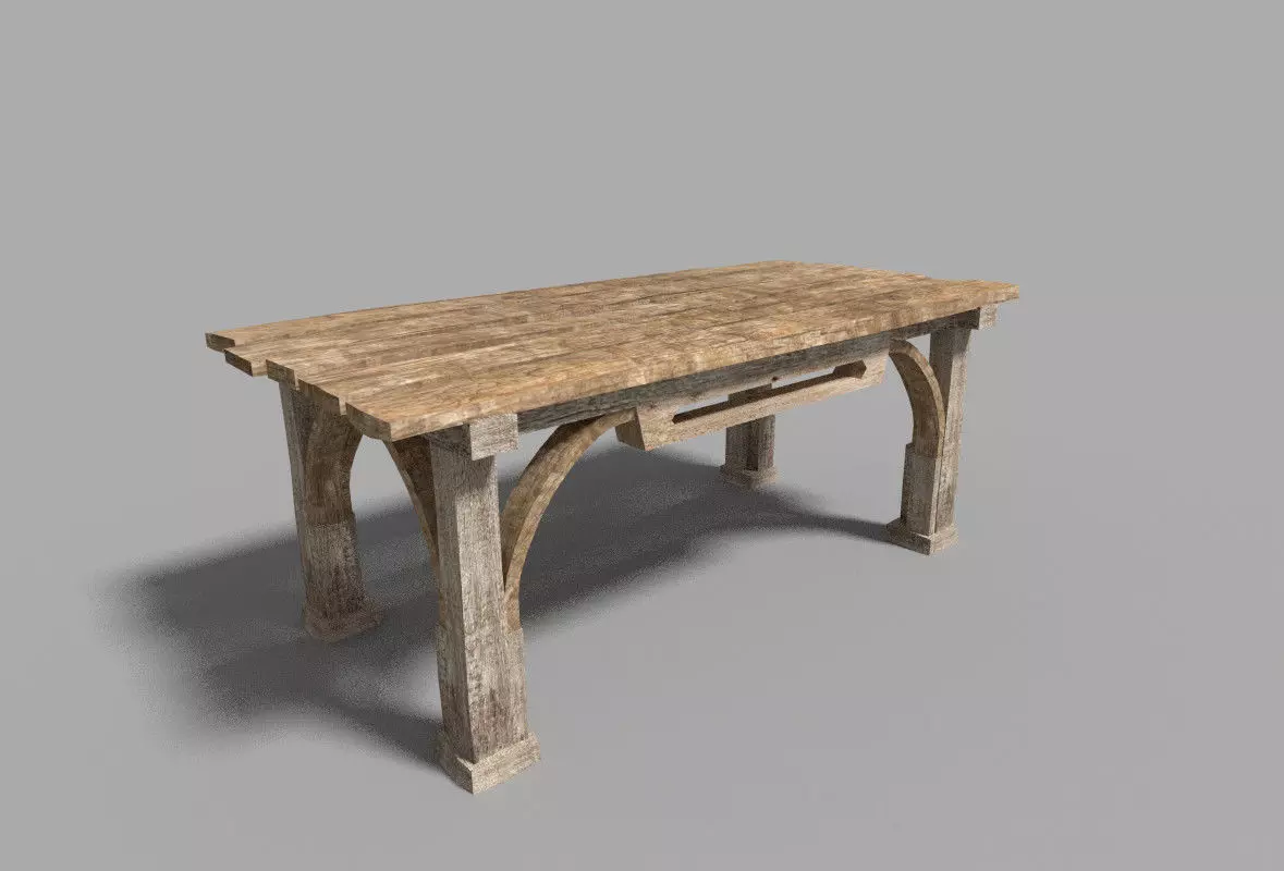 low poly medieval table Low-poly 3D model_0