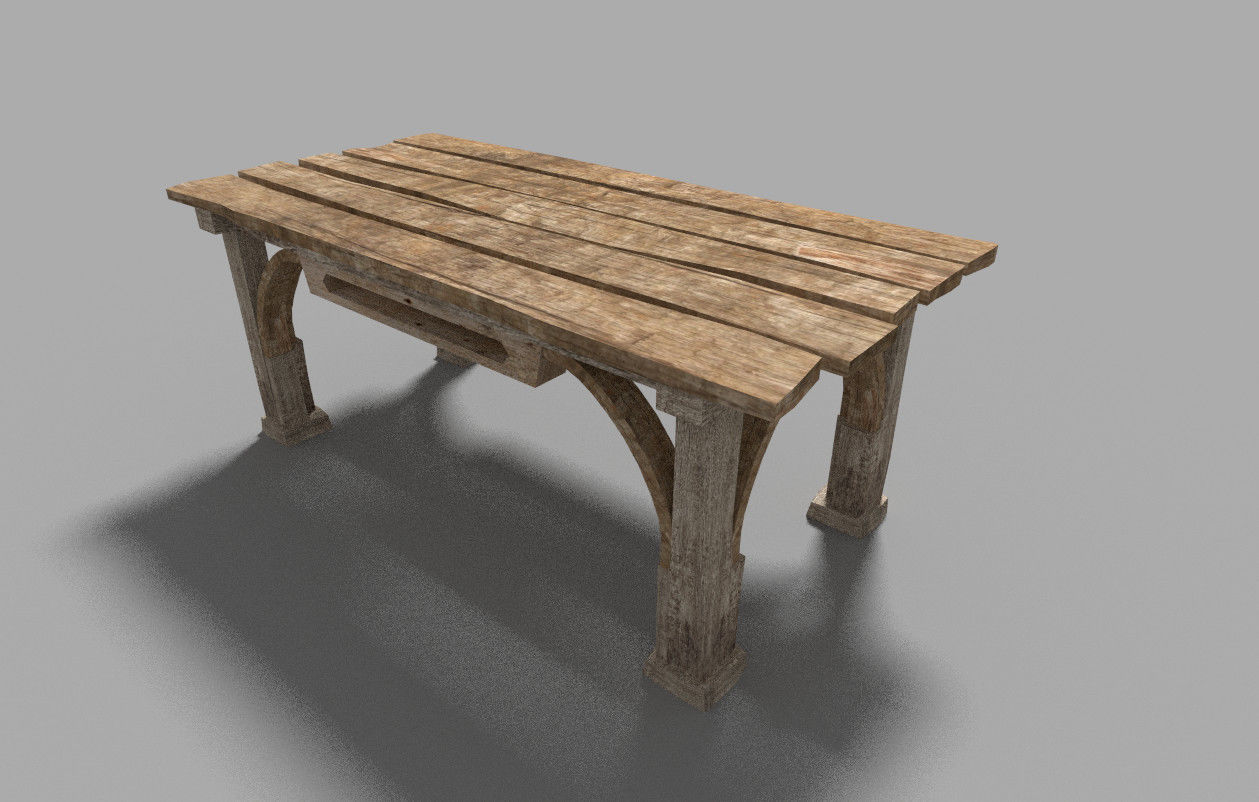 low poly medieval table Low-poly 3D model_2