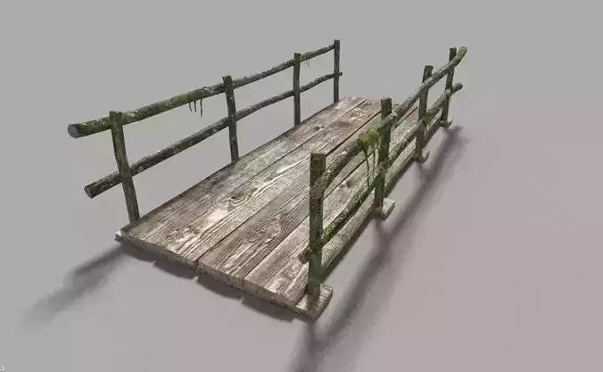 low poly medieval wooden bridge