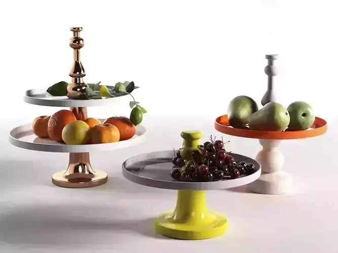 Set of Cake Stands with Fruits