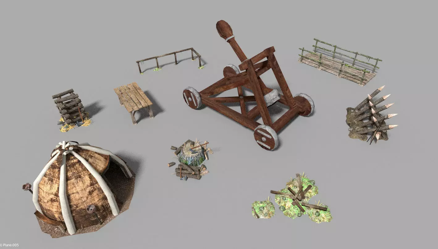 9 low poly medieval props pack Low-poly 3D model