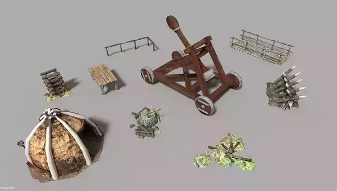 9 low poly medieval props pack