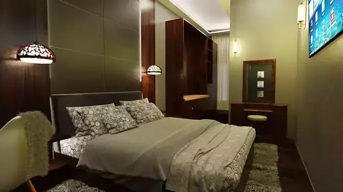 Bedroom interior of minimalist room