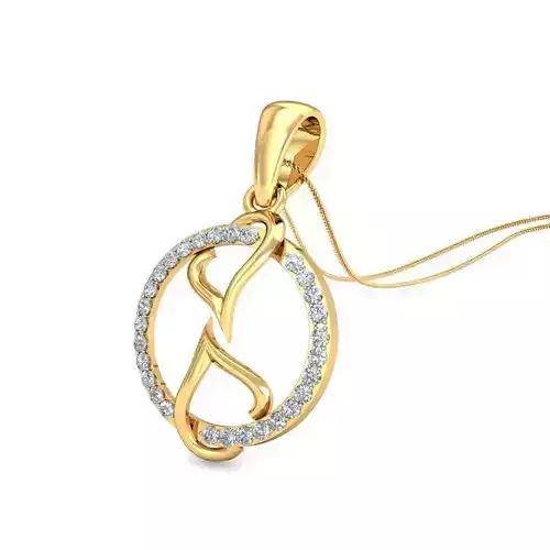 Round Shaped Heart Design Gold Pendant