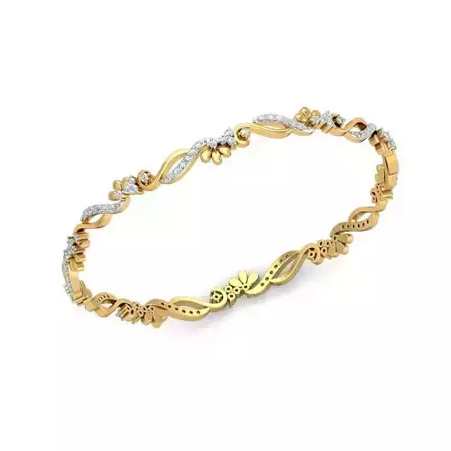 Floral Gold Eternity Ring With Diamonds 1