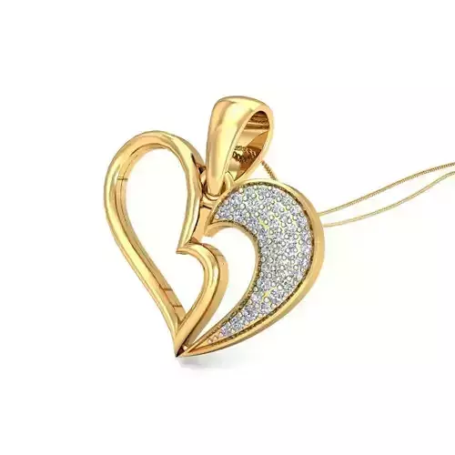 Heart Shaped Gold Pendant With Diamonds 39