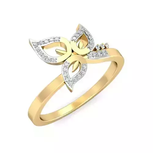 Leaf Shaped Gold Ring With Diamonds 22