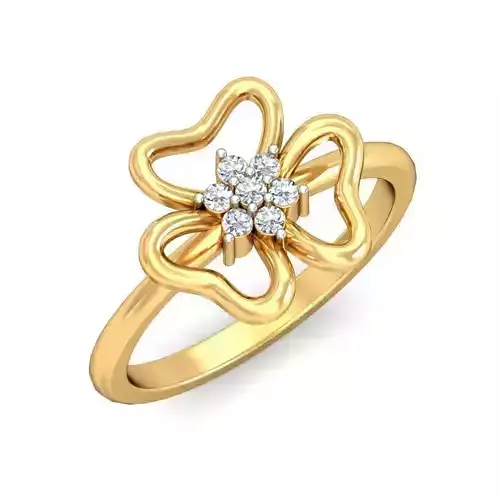 Flower Shaped Gold Ring With Diamonds 92
