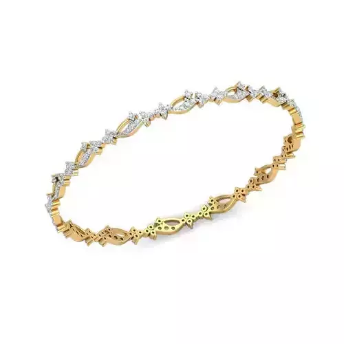 Floral Gold Eternity Ring With Diamonds 2
