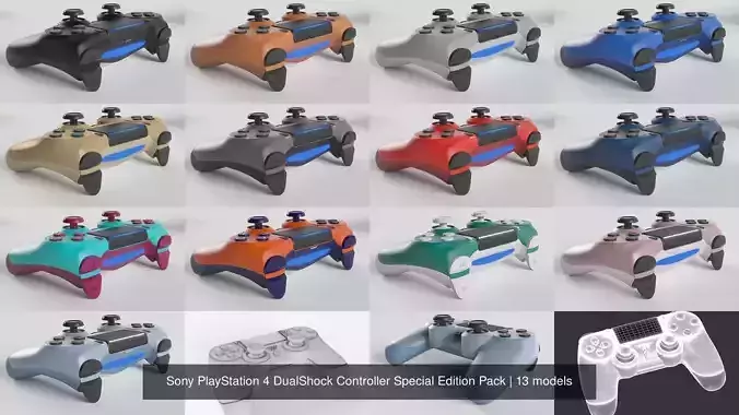 Sony PlayStation 4 DualShock Controller Special Edition Pack 3D Model Collection
