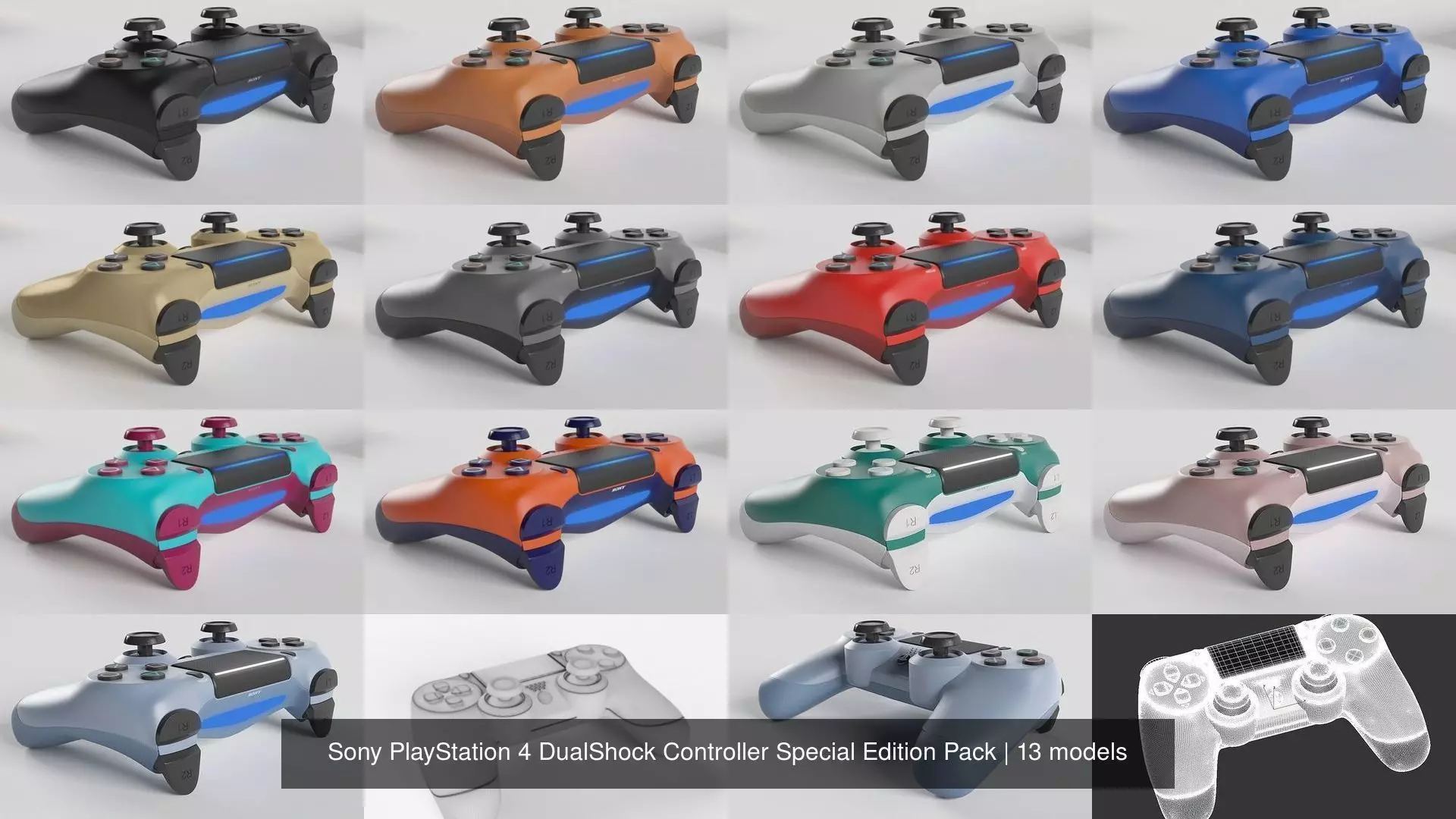Sony PlayStation 4 DualShock Controller Special Edition Pack 3D Model Collection_0