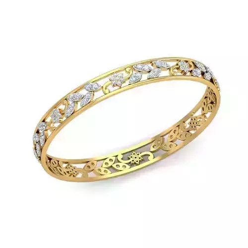 Floral Gold Eternity Ring With Diamonds 3