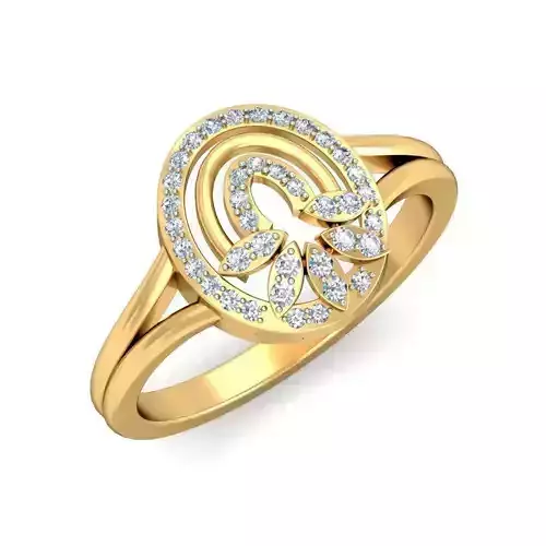 Oval Shaped Gold Ring With Diamonds 15
