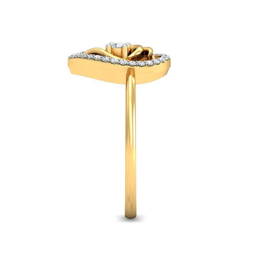 Drop Shaped Gold Ring With Diamonds 9 3D print model_3