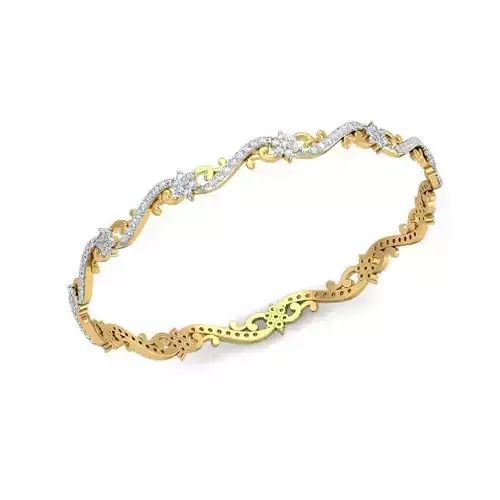 Floral Gold Eternity Ring With Diamonds 4