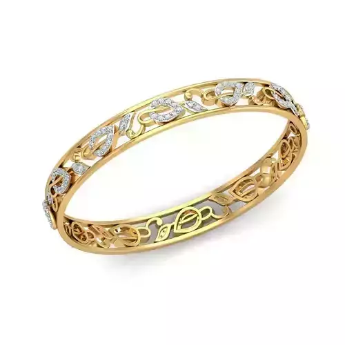 Floral Gold Eternity Ring With Diamonds 6