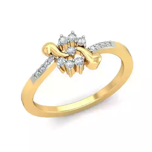 Flower Shaped Gold Ring With Diamonds 93