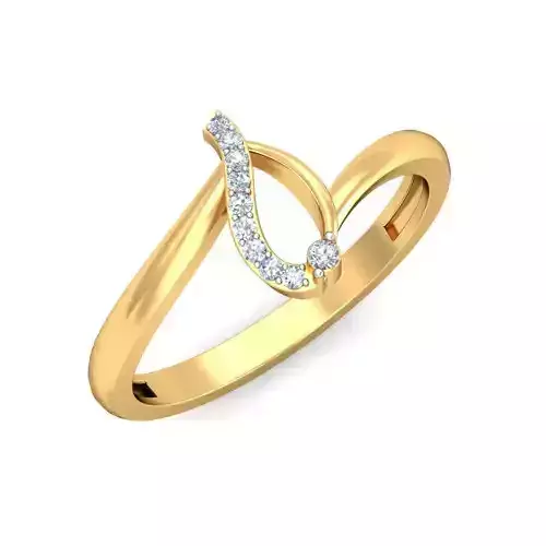 Spiral Gold Ring With Diamonds 56