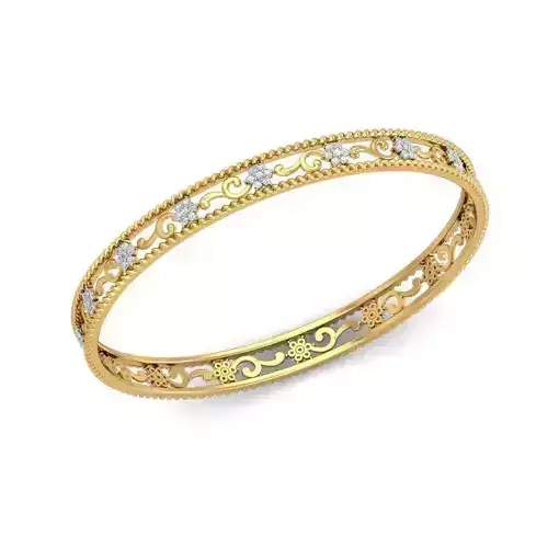 Floral Gold Eternity Ring With Diamonds 7
