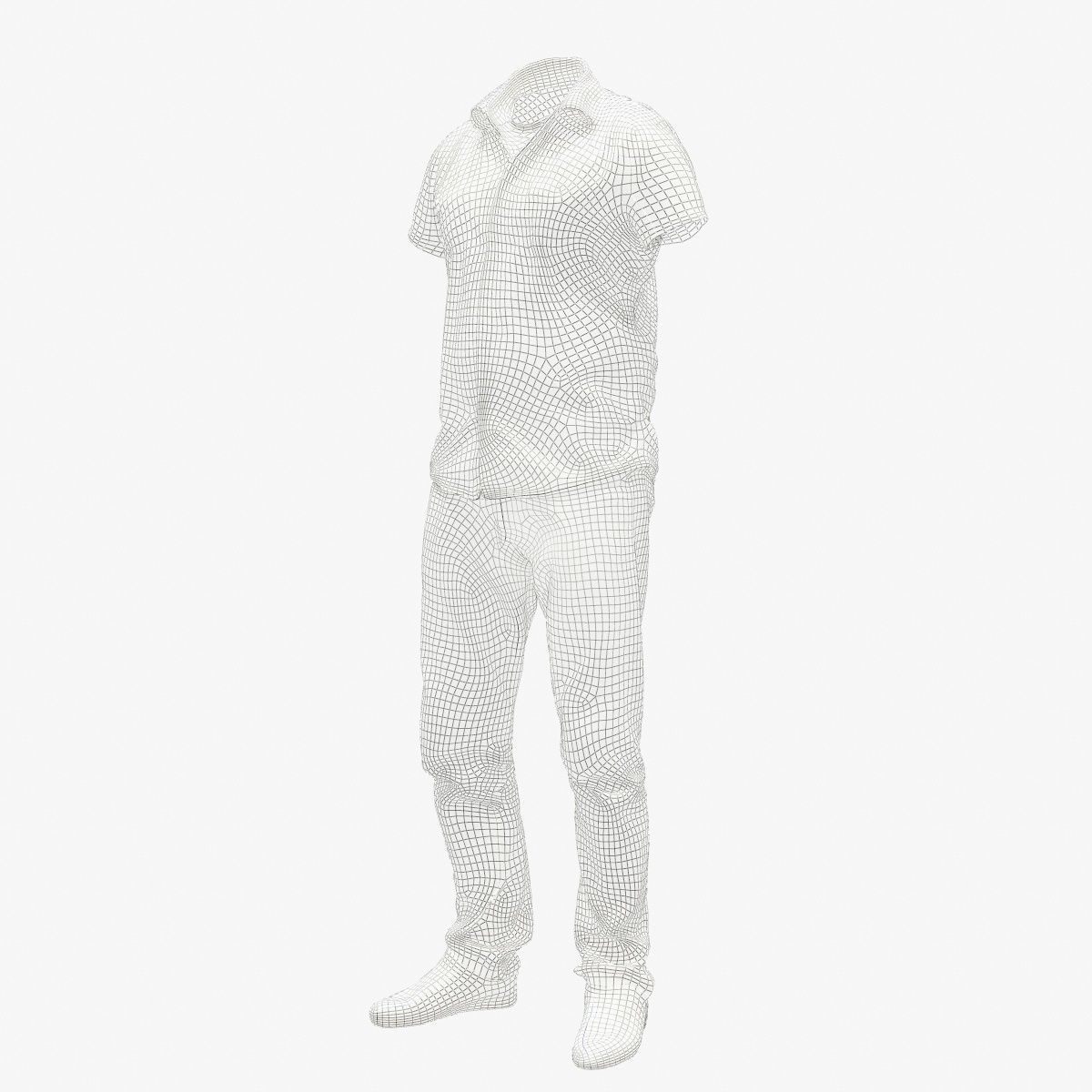 Male Casual Outfit 61 Shirt Jeans Footwear Low-poly 3D model_9