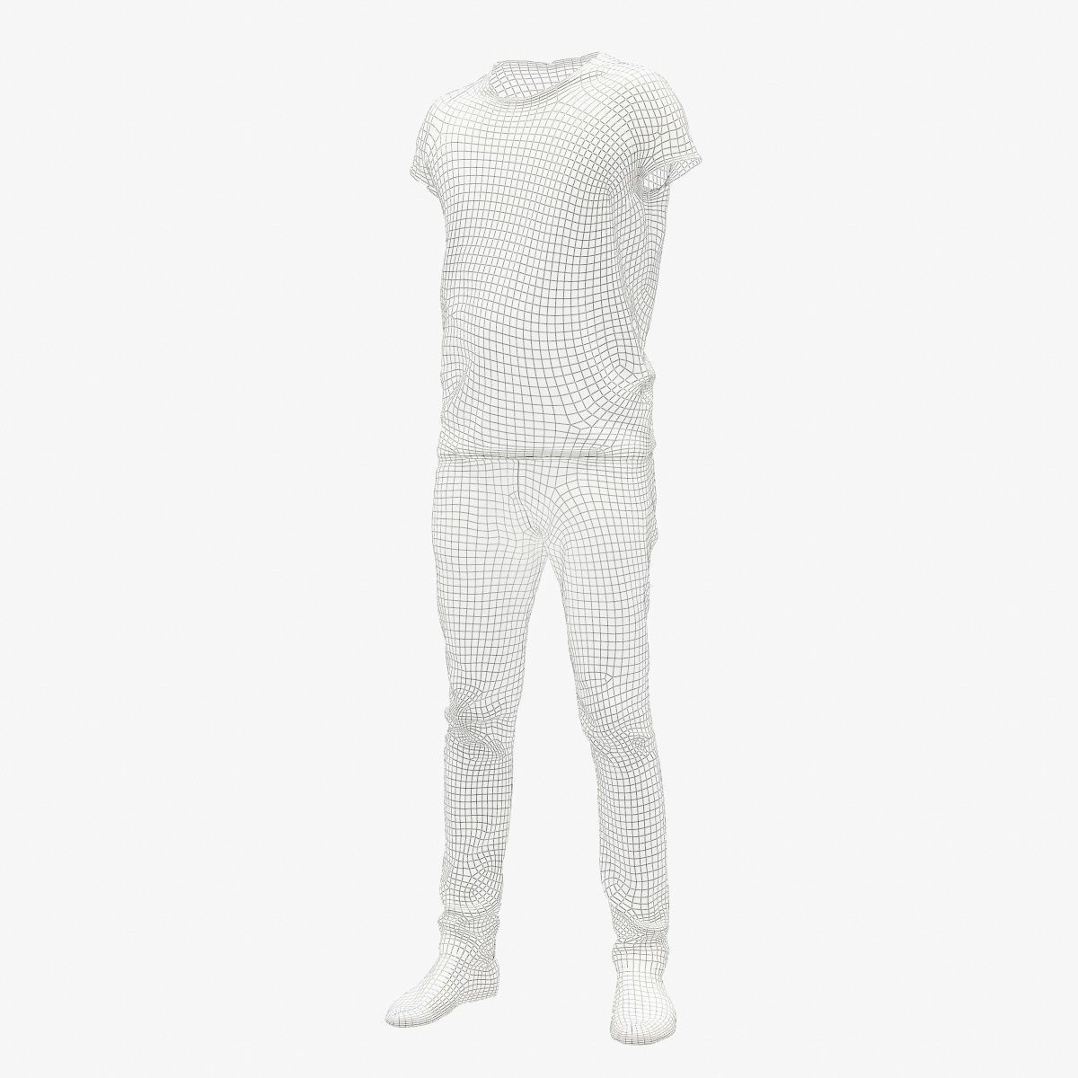 Male Casual Outfit 62 Tshirt Jeans Footwear Low-poly 3D model_9