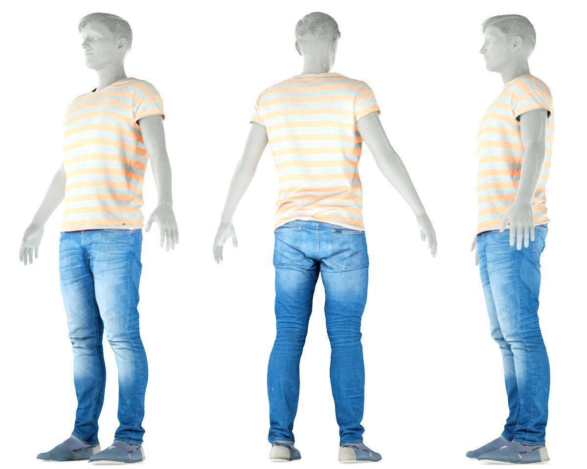 Male Casual Outfit 62 Tshirt Jeans Footwear Low-poly 3D model_8