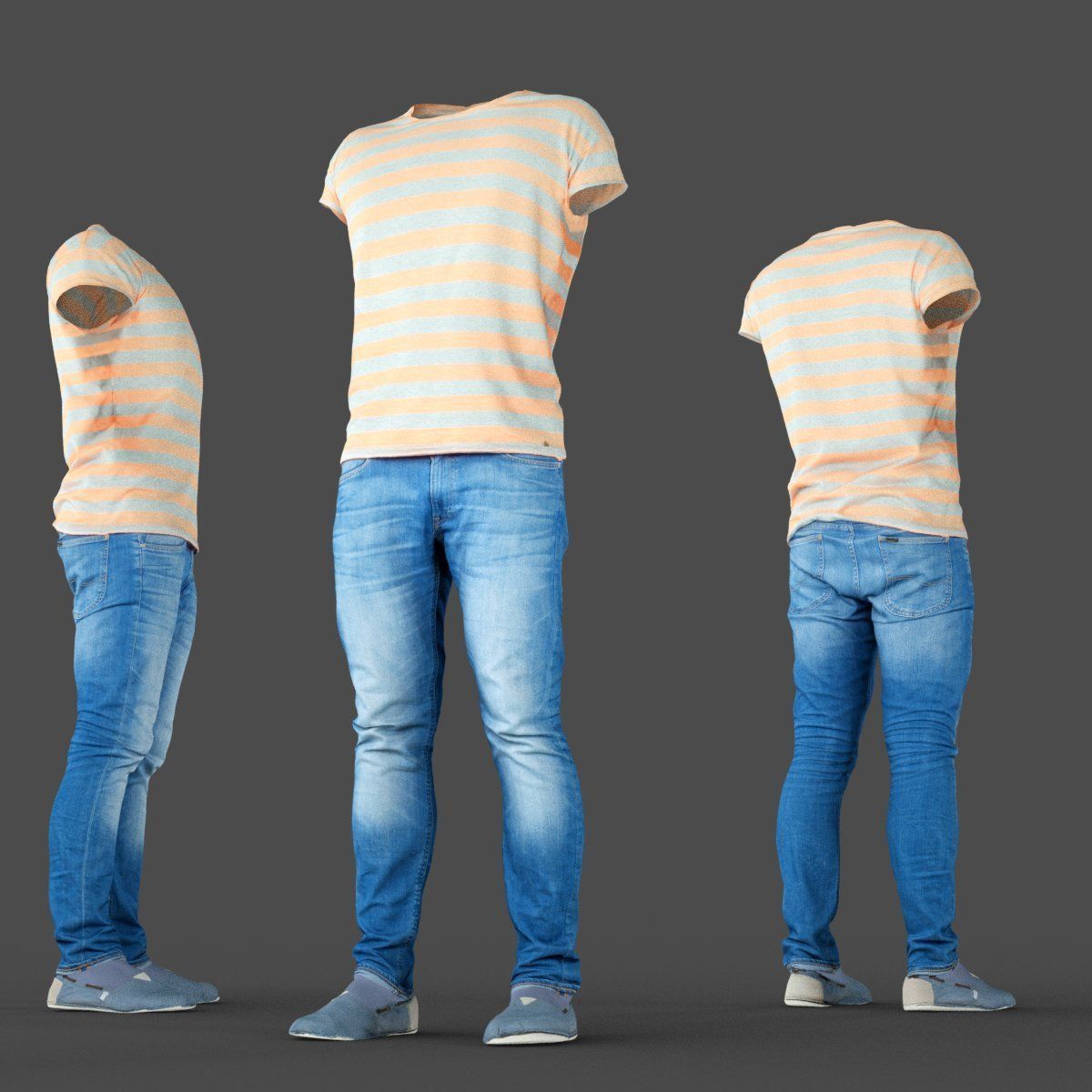 Male Casual Outfit 62 Tshirt Jeans Footwear Low-poly 3D model_5