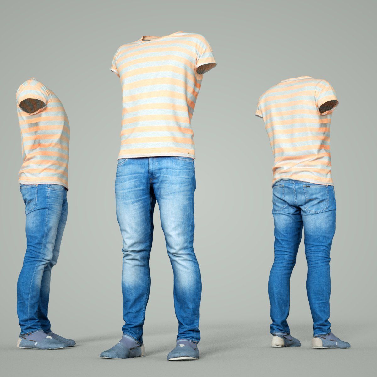 Male Casual Outfit 62 Tshirt Jeans Footwear Low-poly 3D model_6
