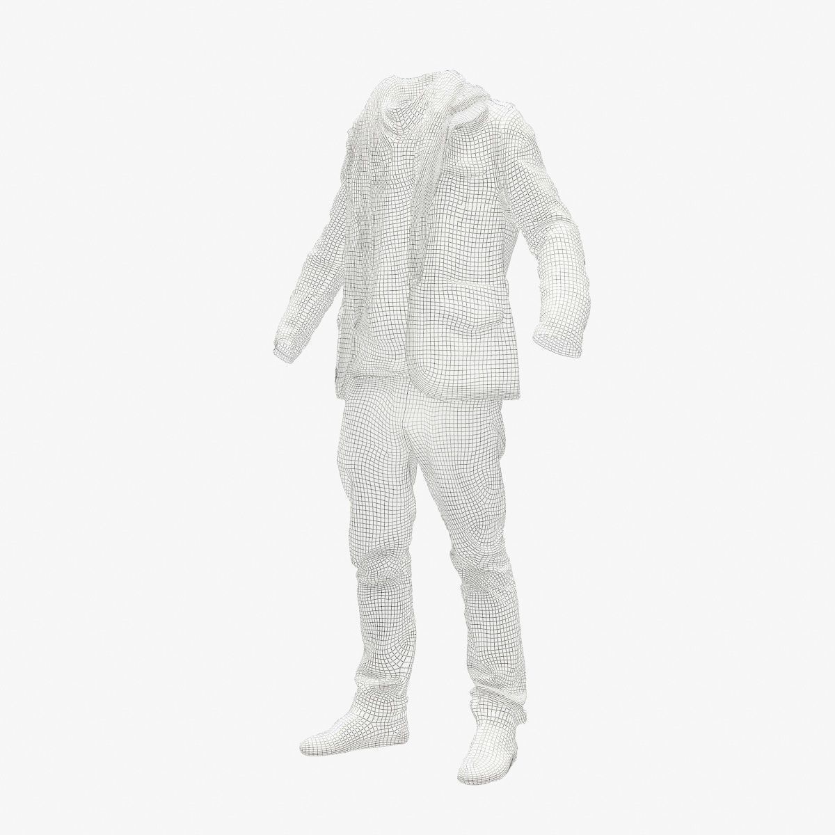 Male Casual Outfit 64 Jacket Scarf Jeans Shoes Low-poly 3D model_9