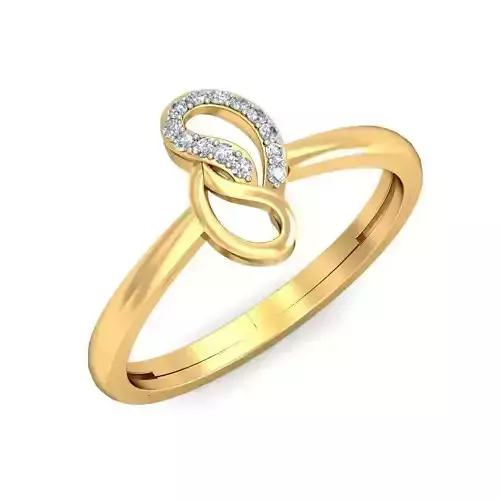 Mango Shaped Gold Ring With Diamonds 7