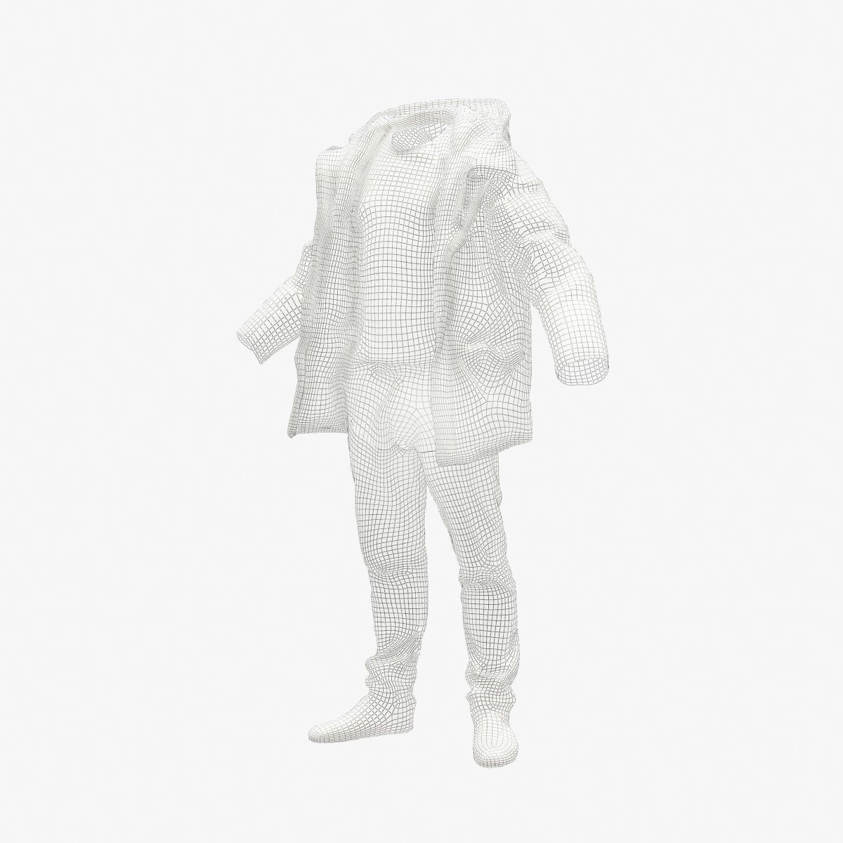 Male Casual Outfit 65 Coat Jeans Footwear Low-poly 3D model_9