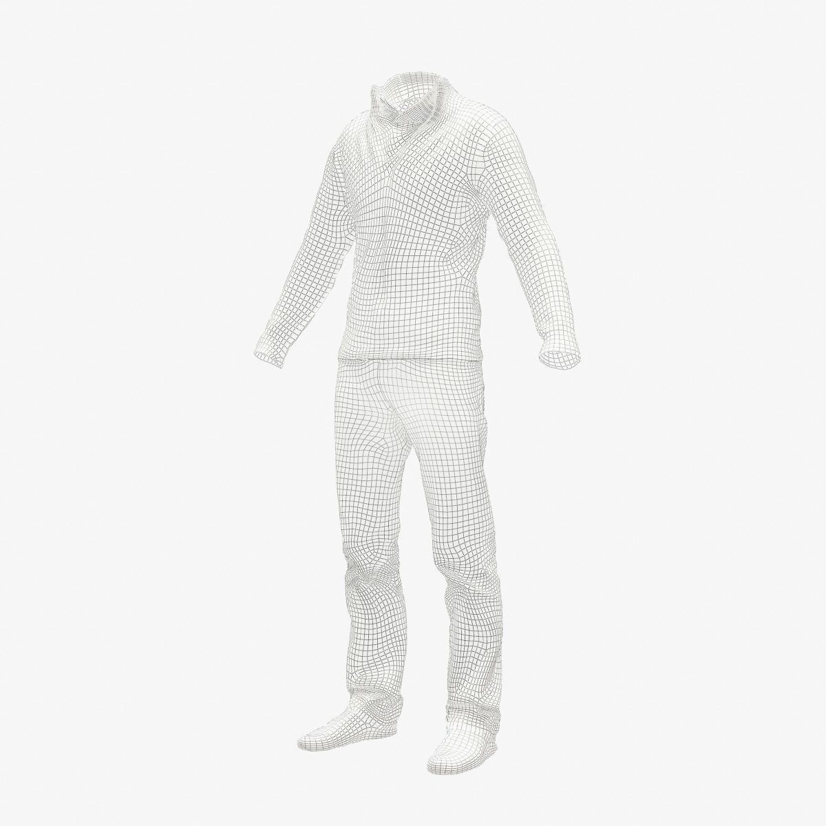 Male Casual Outfit 66 Pull Jeans Shoes Low-poly 3D model_9